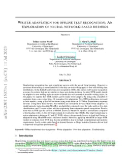 Writer adaptation for offline text recognition: An exploration of neural
  network-based methods