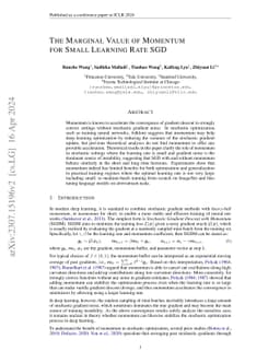 The Marginal Value of Momentum for Small Learning Rate SGD