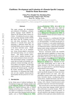 ChatHome: Development and Evaluation of a Domain-Specific Language Model
  for Home Renovation