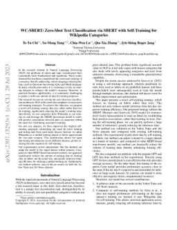 WC-SBERT: Zero-Shot Text Classification via SBERT with Self-Training for
  Wikipedia Categories