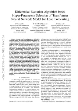 Differential Evolution Algorithm based Hyper-Parameters Selection of
  Transformer Neural Network Model for Load Forecasting