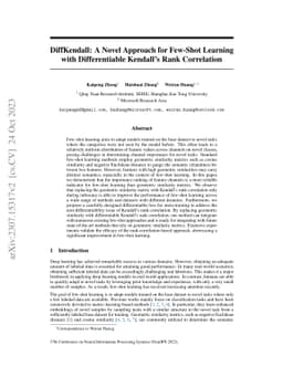 DiffKendall: A Novel Approach for Few-Shot Learning with Differentiable
  Kendall's Rank Correlation