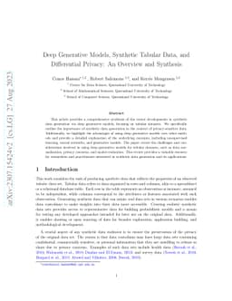Deep Generative Models, Synthetic Tabular Data, and Differential
  Privacy: An Overview and Synthesis