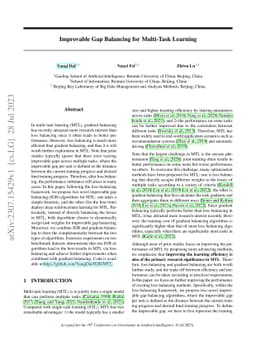 Improvable Gap Balancing for Multi-Task Learning