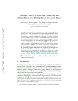 Defocus Blur Synthesis and Deblurring via Interpolation and
  Extrapolation in Latent Space