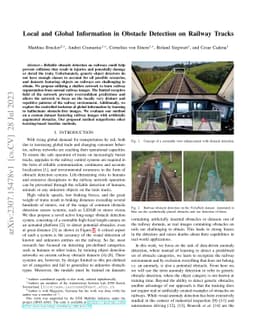 Local and Global Information in Obstacle Detection on Railway Tracks