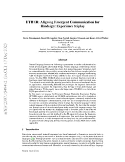 ETHER: Aligning Emergent Communication for Hindsight Experience Replay