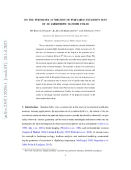 On the perimeter estimation of pixelated excursion sets of 2D
  anisotropic random fields