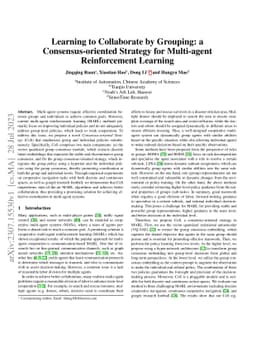 Learning to Collaborate by Grouping: a Consensus-oriented Strategy for
  Multi-agent Reinforcement Learning