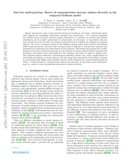Fast but multi-partisan: Bursts of communication increase opinion
  diversity in the temporal Deffuant model