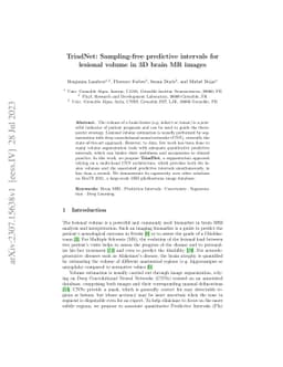 TriadNet: Sampling-free predictive intervals for lesional volume in 3D
  brain MR images