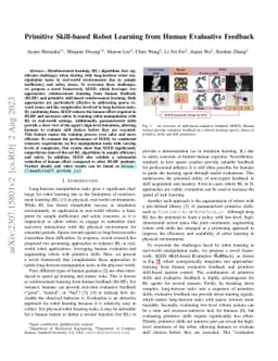 Primitive Skill-based Robot Learning from Human Evaluative Feedback