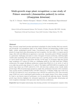 Multi-growth stage plant recognition: a case study of Palmer amaranth
  (Amaranthus palmeri) in cotton (Gossypium hirsutum)