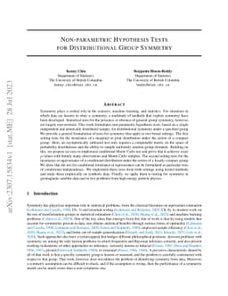 Non-parametric Hypothesis Tests for Distributional Group Symmetry