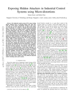 Exposing Hidden Attackers in Industrial Control Systems using
  Micro-distortions