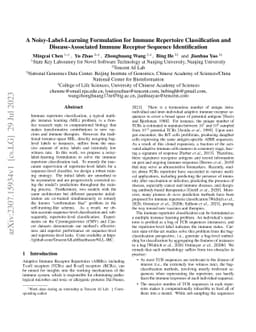 A Noisy-Label-Learning Formulation for Immune Repertoire Classification
  and Disease-Associated Immune Receptor Sequence Identification