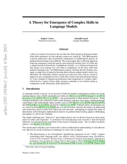 A Theory for Emergence of Complex Skills in Language Models