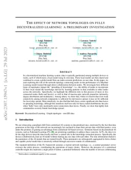 The effect of network topologies on fully decentralized learning: a
  preliminary investigation