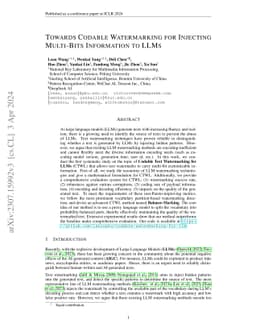 Towards Codable Watermarking for Injecting Multi-bits Information to
  LLMs