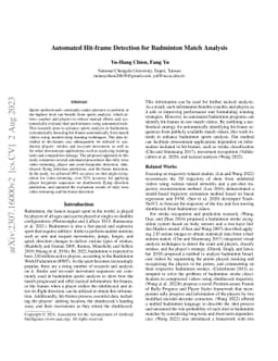 Automated Hit-frame Detection for Badminton Match Analysis