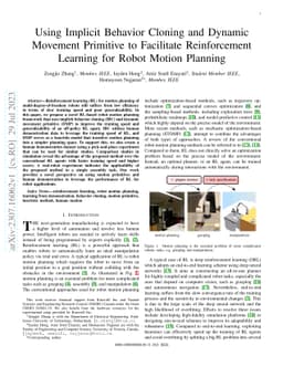 Using Implicit Behavior Cloning and Dynamic Movement Primitive to
  Facilitate Reinforcement Learning for Robot Motion Planning