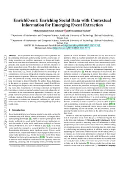 EnrichEvent: Enriching Social Data with Contextual Information for
  Emerging Event Extraction