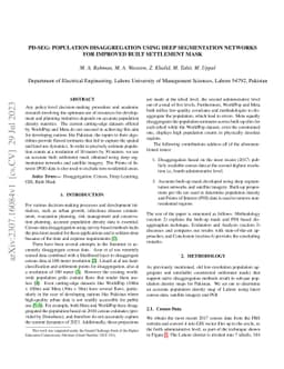 PD-SEG: Population Disaggregation Using Deep Segmentation Networks For
  Improved Built Settlement Mask