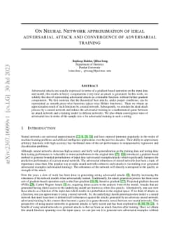 On Neural Network approximation of ideal adversarial attack and
  convergence of adversarial training