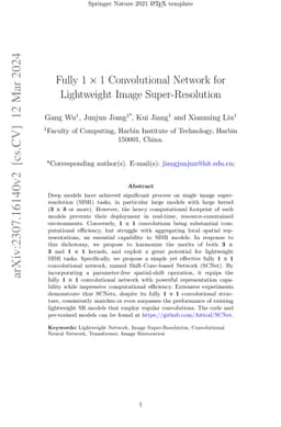 Fully $1\times1$ Convolutional Network for Lightweight Image
  Super-Resolution
