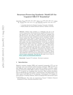 Structure-Preserving Synthesis: MaskGAN for Unpaired MR-CT Translation
