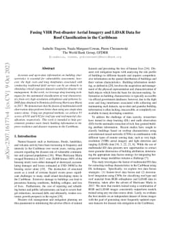 Fusing VHR Post-disaster Aerial Imagery and LiDAR Data for Roof
  Classification in the Caribbean