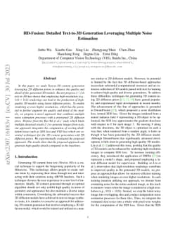 HD-Fusion: Detailed Text-to-3D Generation Leveraging Multiple Noise
  Estimation