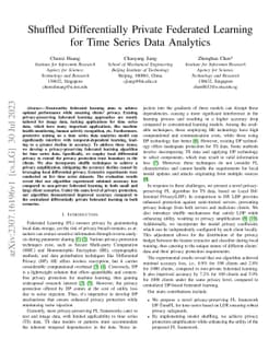Shuffled Differentially Private Federated Learning for Time Series Data
  Analytics