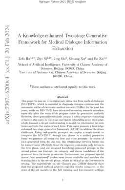 A Knowledge-enhanced Two-stage Generative Framework for Medical Dialogue
  Information Extraction