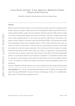 Count, Decode and Fetch: A New Approach to Handwritten Chinese Character
  Error Correction