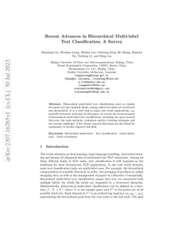 Recent Advances in Hierarchical Multi-label Text Classification: A
  Survey