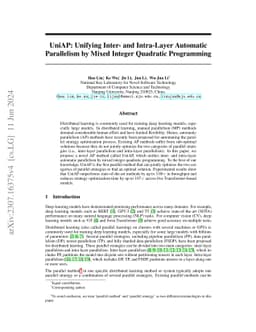 UniAP: Unifying Inter- and Intra-Layer Automatic Parallelism by Mixed Integer Quadratic Programming
