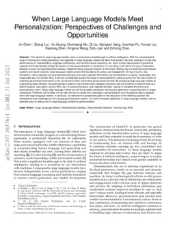 When Large Language Models Meet Personalization: Perspectives of
  Challenges and Opportunities