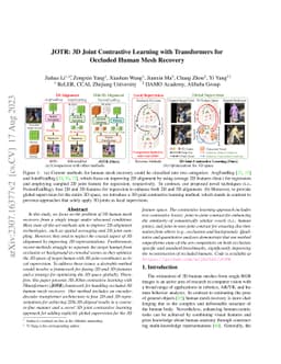 JOTR: 3D Joint Contrastive Learning with Transformers for Occluded Human
  Mesh Recovery