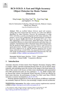 RCS-YOLO: A Fast and High-Accuracy Object Detector for Brain Tumor
  Detection