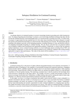 Subspace Distillation for Continual Learning