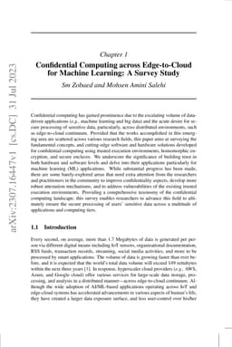Confidential Computing across Edge-to-Cloud for Machine Learning: A
  Survey Study