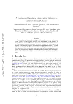 A continuous Structural Intervention Distance to compare Causal Graphs