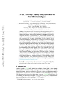 L3DMC: Lifelong Learning using Distillation via Mixed-Curvature Space