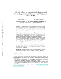 AMOE: a Tool to Automatically Extract and Assess Organizational Evidence
  for Continuous Cloud Audit