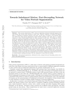 Towards Imbalanced Motion: Part-Decoupling Network for Video Portrait
  Segmentation