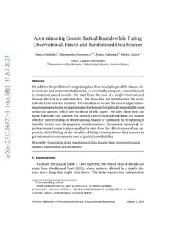 Approximating Counterfactual Bounds while Fusing Observational, Biased
  and Randomised Data Sources