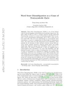 Word Sense Disambiguation as a Game of Neurosymbolic Darts