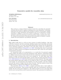 Generative models for wearables data