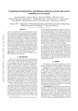 Comparing normalizing flows and diffusion models for prosody and
  acoustic modelling in text-to-speech